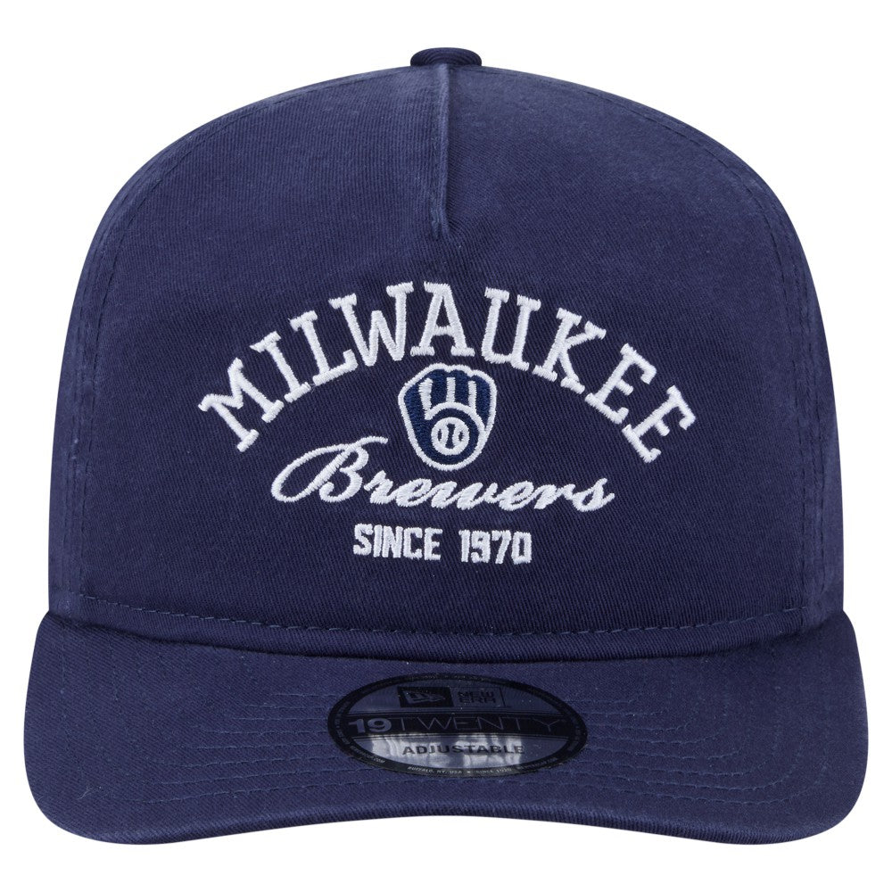 Navy Milwaukee Brewers New Era Stacked 19TWENTY Adjustable Hat