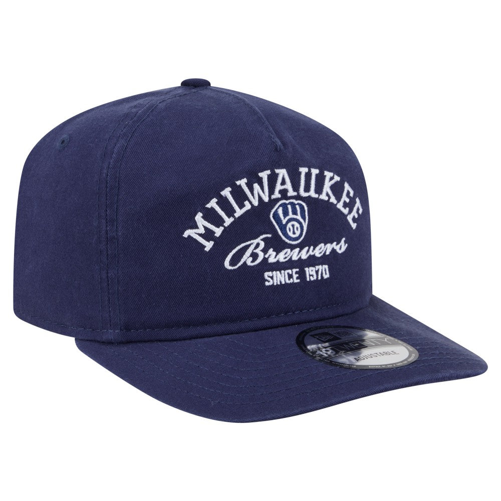 Navy Milwaukee Brewers New Era Stacked 19TWENTY Adjustable Hat