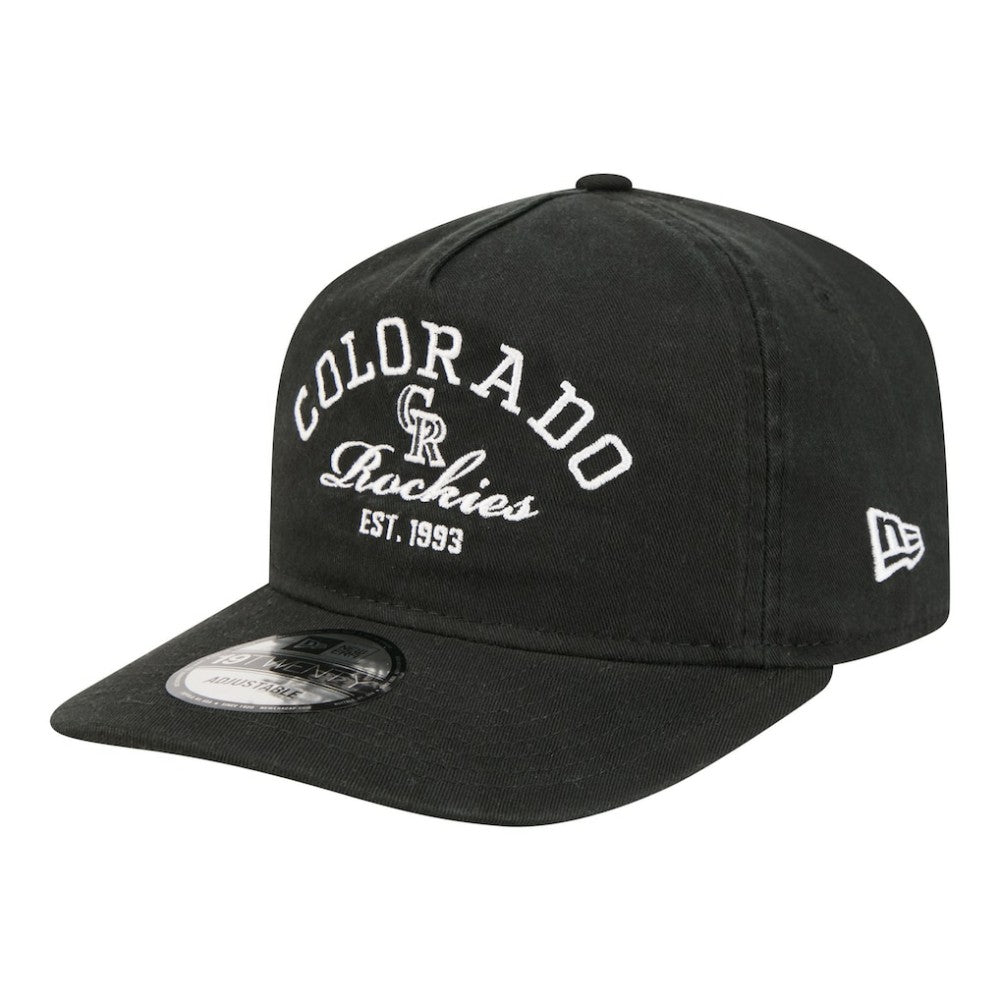 Black Colorado Rockies New Era Stacked 19TWENTY Adjustable Hat