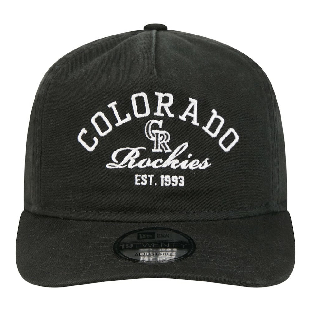 Black Colorado Rockies New Era Stacked 19TWENTY Adjustable Hat