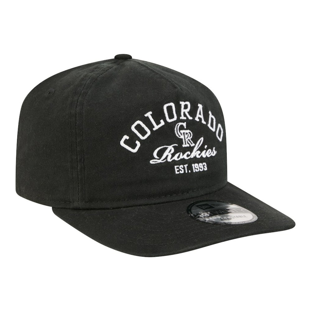 Black Colorado Rockies New Era Stacked 19TWENTY Adjustable Hat