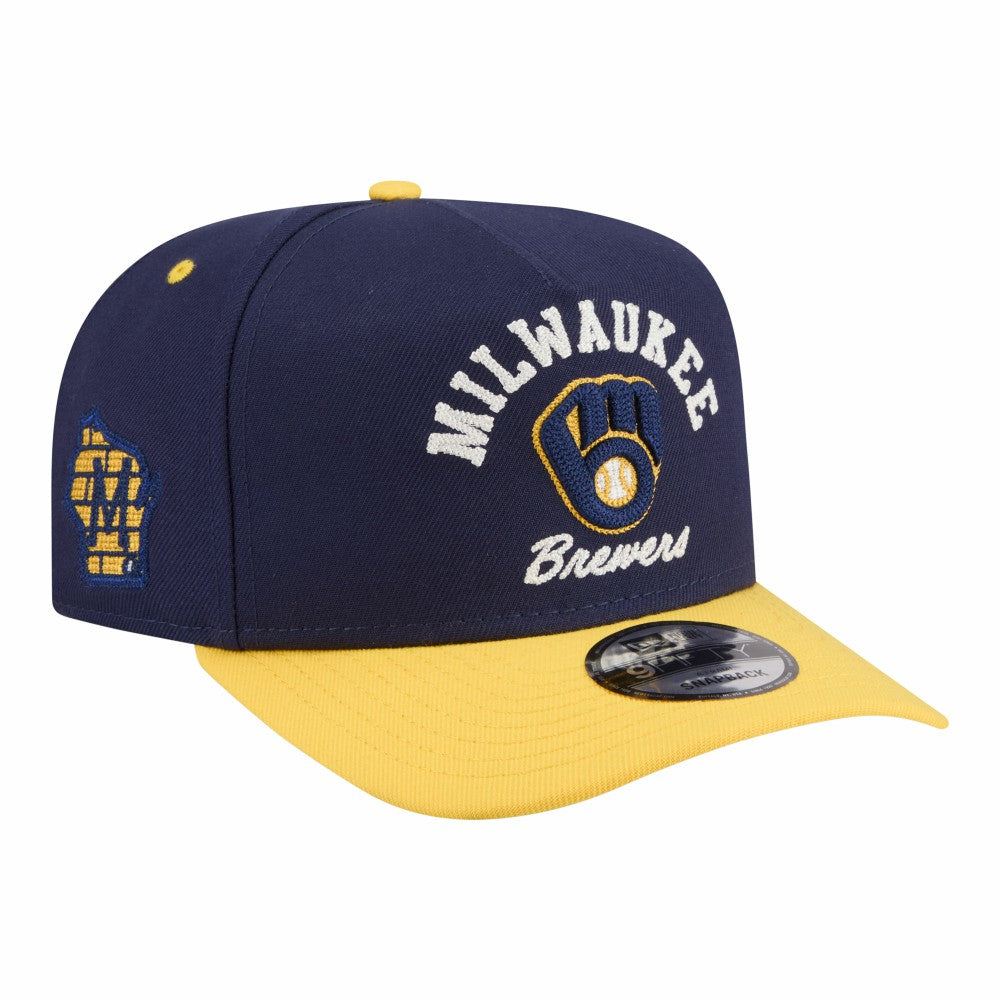 Navy/Gold Milwaukee Brewers New Era Arched A-Frame 9FIFTY Adjustable Hat