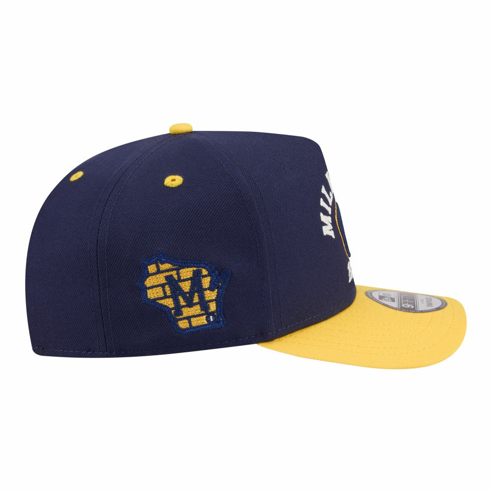 Navy/Gold Milwaukee Brewers New Era Arched A-Frame 9FIFTY Adjustable Hat