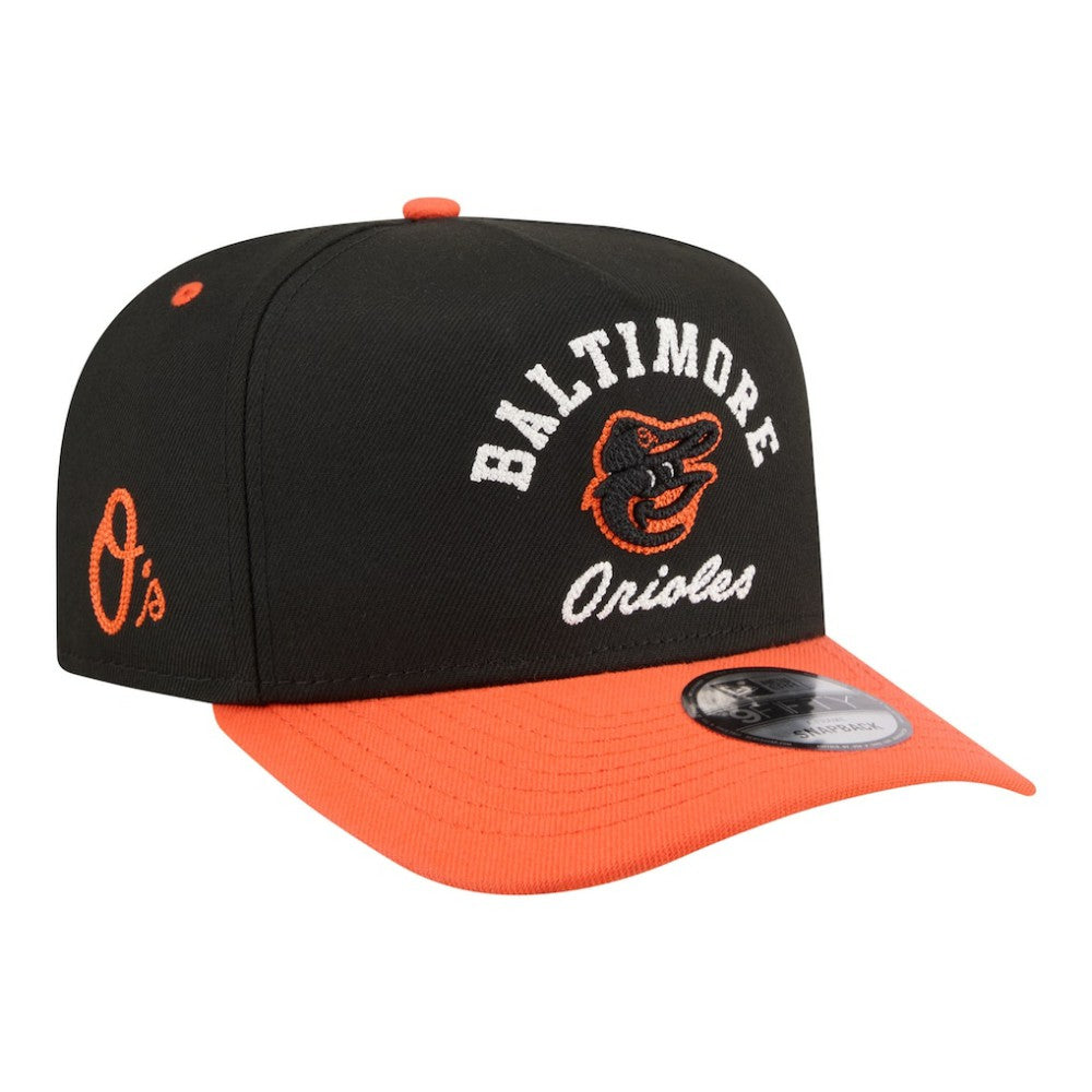 Black/Orange Baltimore Orioles New Era Arched A-Frame 9FIFTY Adjustable Hat