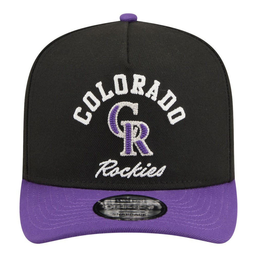 Black/Purple Colorado Rockies New Era Arched A-Frame 9FIFTY Adjustable Hat
