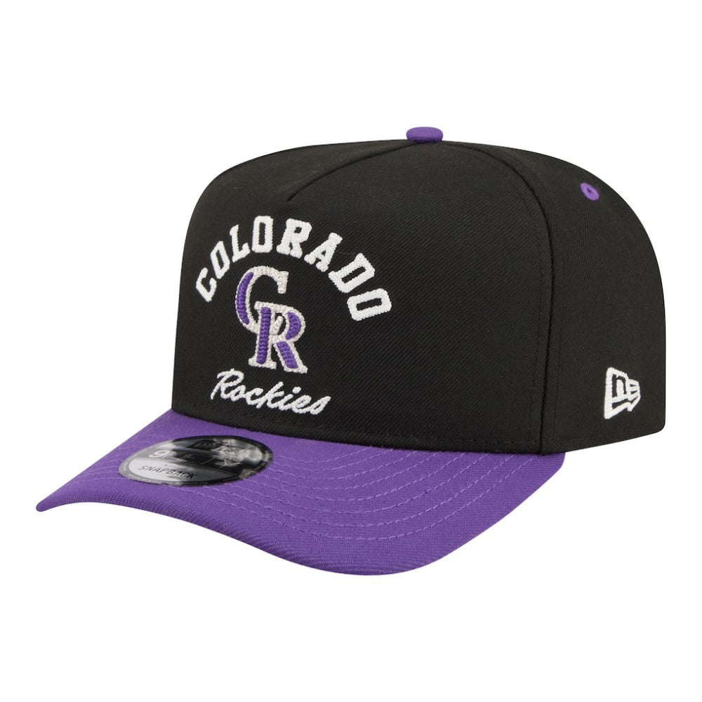 Black/Purple Colorado Rockies New Era Arched A-Frame 9FIFTY Adjustable Hat