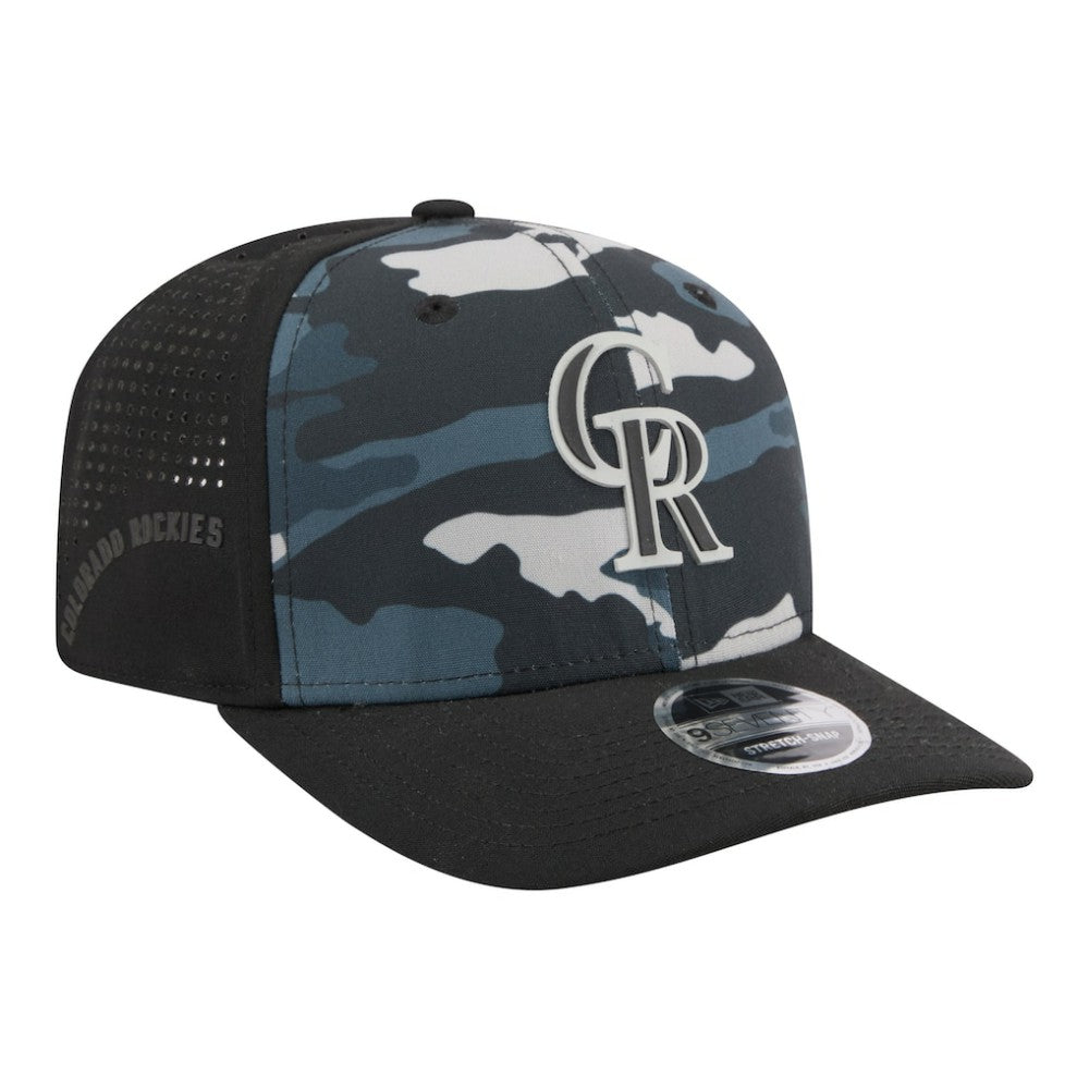 Black Colorado Rockies New Era Tonal Camo 9SEVENTY Stretch-Snap Hat