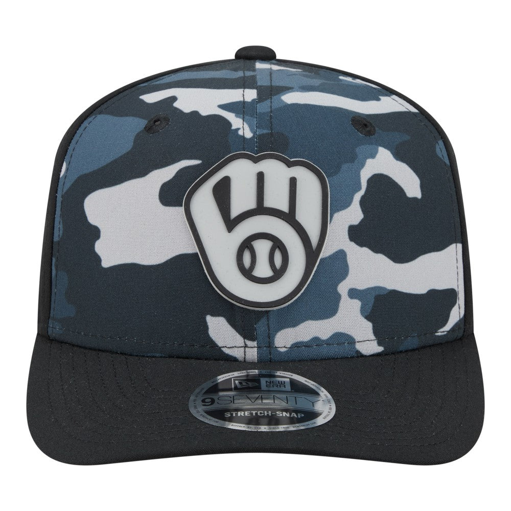 Black Milwaukee Brewers New Era Tonal Camo 9SEVENTY Stretch-Snap Hat