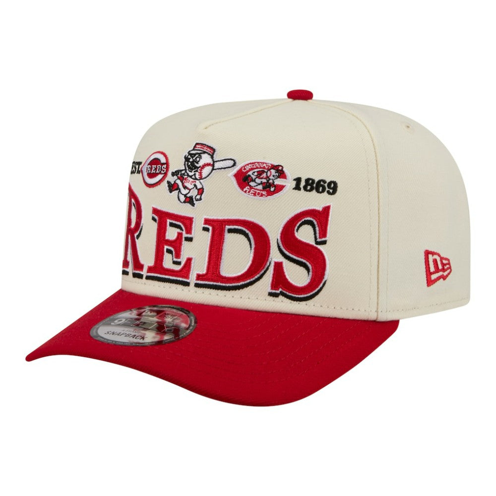 Cream Cincinnati Reds New Era Throwback Tri-Hit A-Frame 9FIFTY Adjustable Hat