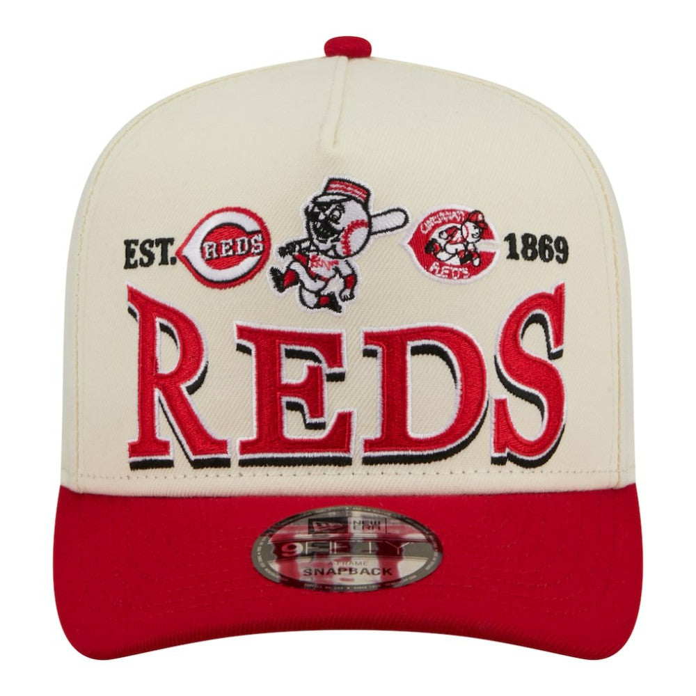 Cream Cincinnati Reds New Era Throwback Tri-Hit A-Frame 9FIFTY Adjustable Hat