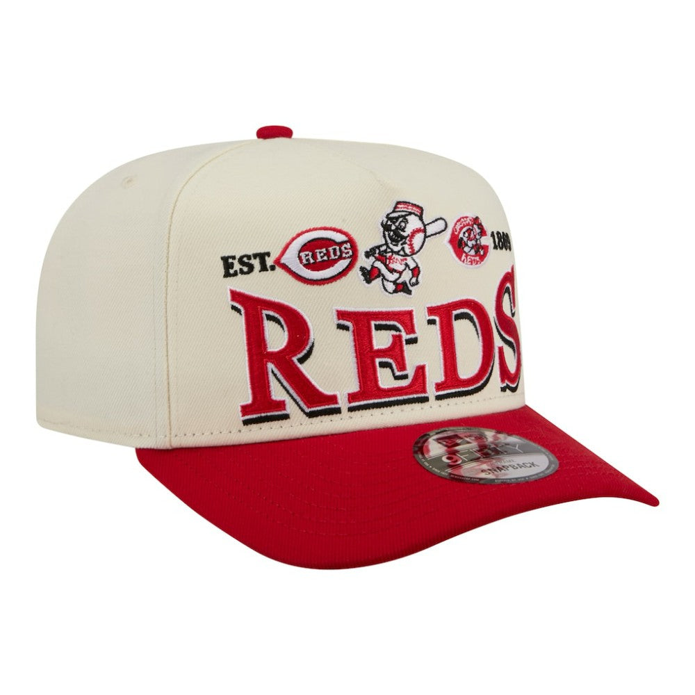 Cream Cincinnati Reds New Era Throwback Tri-Hit A-Frame 9FIFTY Adjustable Hat