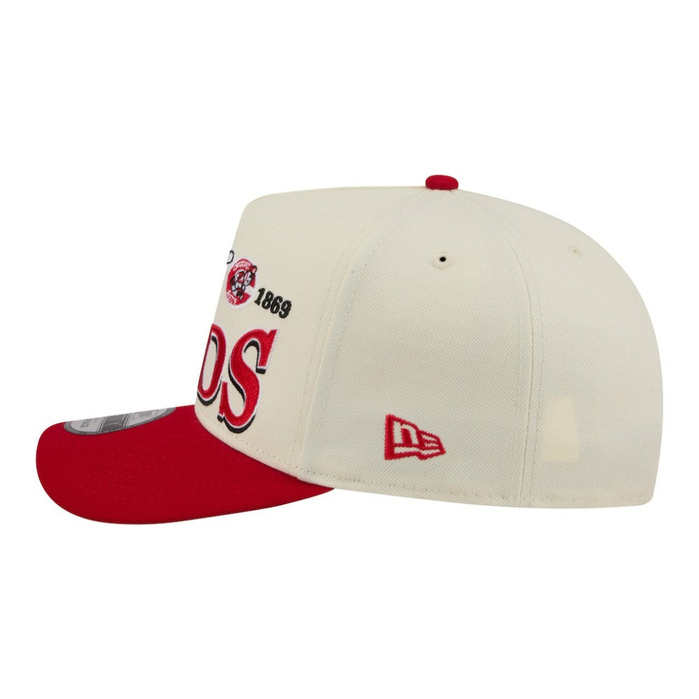 Cream Cincinnati Reds New Era Throwback Tri-Hit A-Frame 9FIFTY Adjustable Hat