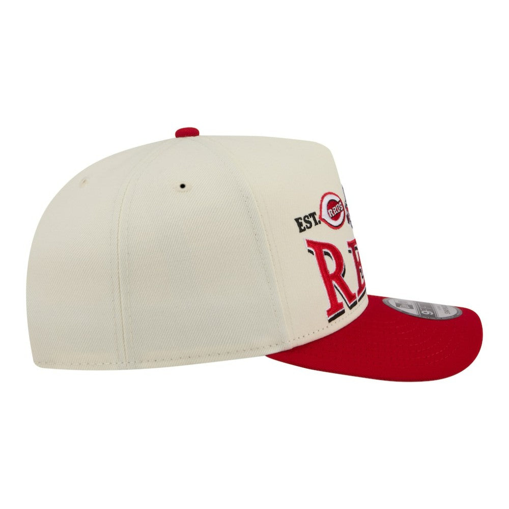 Cream Cincinnati Reds New Era Throwback Tri-Hit A-Frame 9FIFTY Adjustable Hat