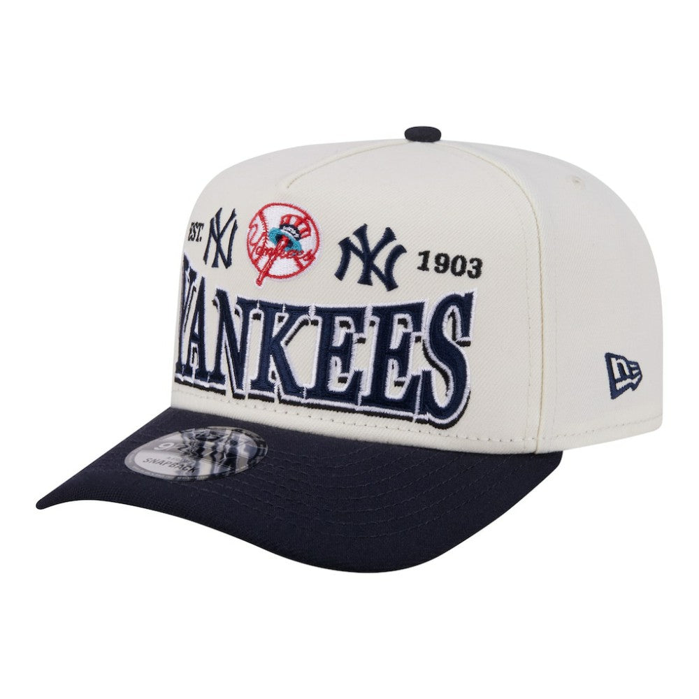 Cream New York Yankees New Era Throwback Tri-Hit A-Frame 9FIFTY Adjustable Hat