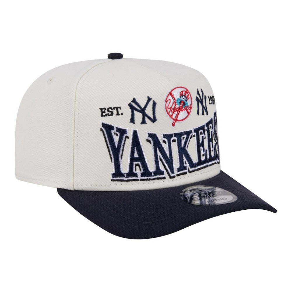 Cream New York Yankees New Era Throwback Tri-Hit A-Frame 9FIFTY Adjustable Hat