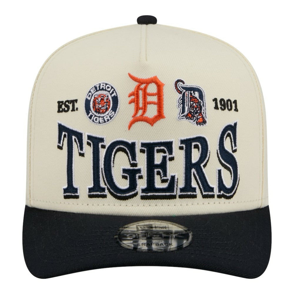Cream Detroit Tigers New Era Throwback Tri-Hit A-Frame 9FIFTY Adjustable Hat