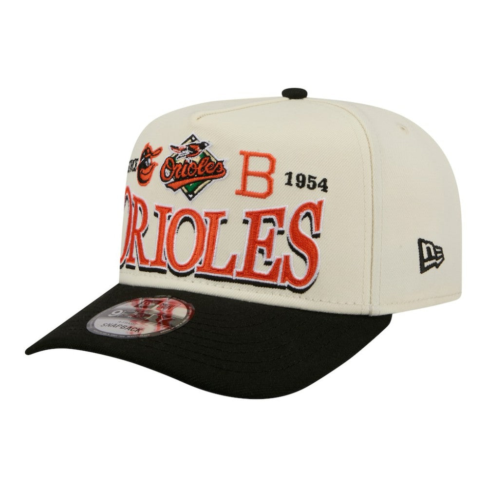 Cream Baltimore Orioles New Era Throwback Tri-Hit A-Frame 9FIFTY Adjustable Hat