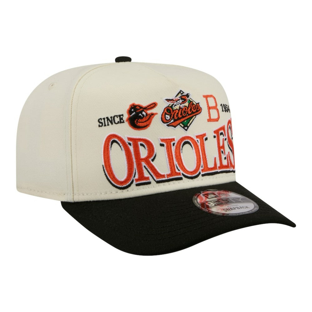 Cream Baltimore Orioles New Era Throwback Tri-Hit A-Frame 9FIFTY Adjustable Hat