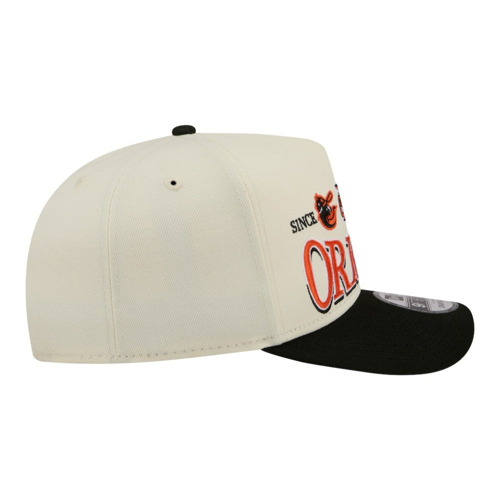 Cream Baltimore Orioles New Era Throwback Tri-Hit A-Frame 9FIFTY Adjustable Hat