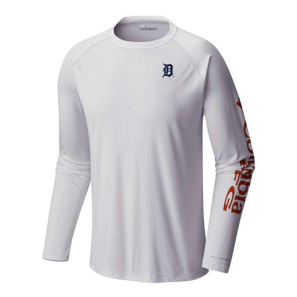 White Detroit Tigers Columbia Terminal Tackle Long Sleeve Shirt