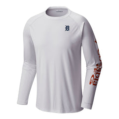 White Detroit Tigers Columbia Terminal Tackle Long Sleeve Shirt