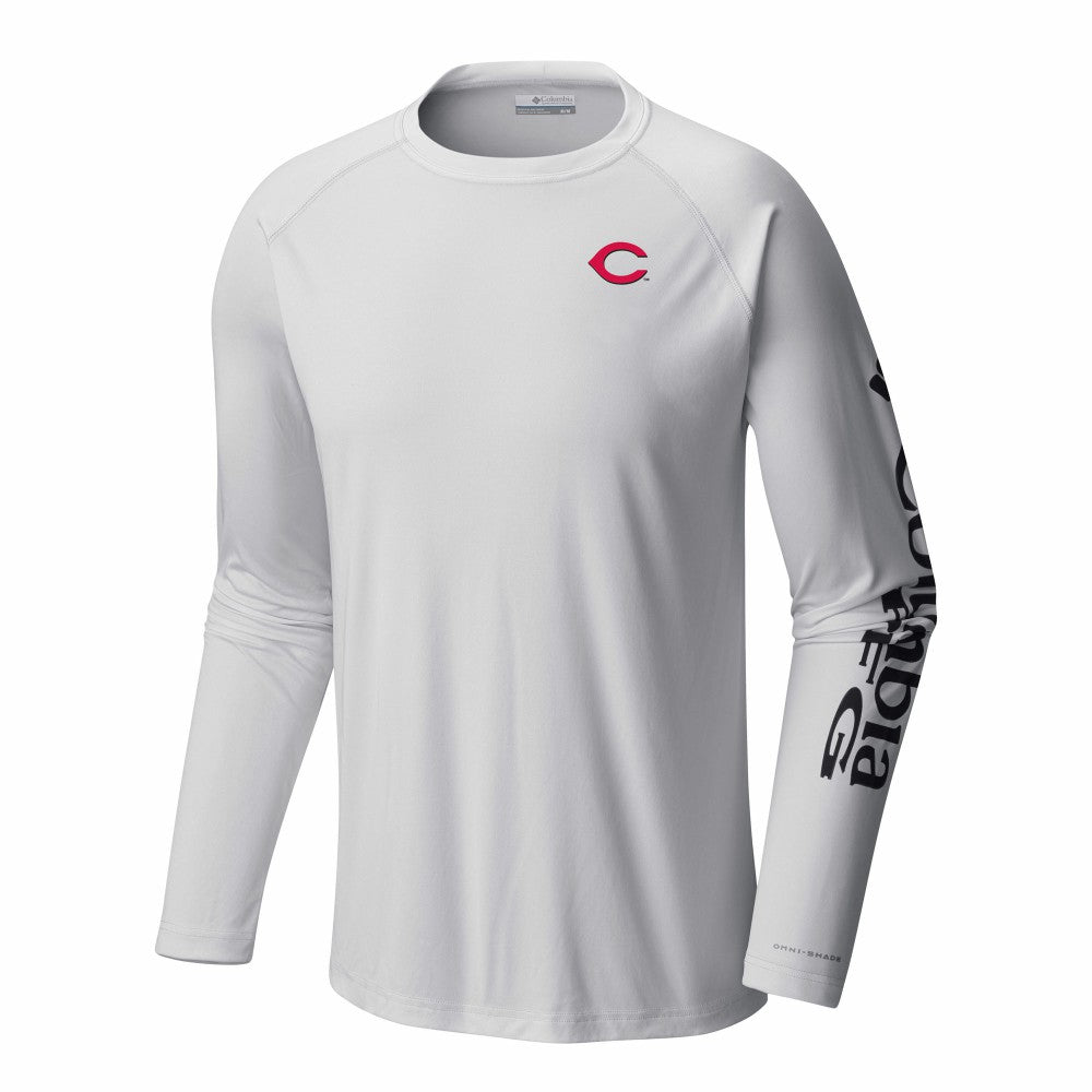 White Cincinnati Reds Columbia Terminal Tackle Long Sleeve Shirt