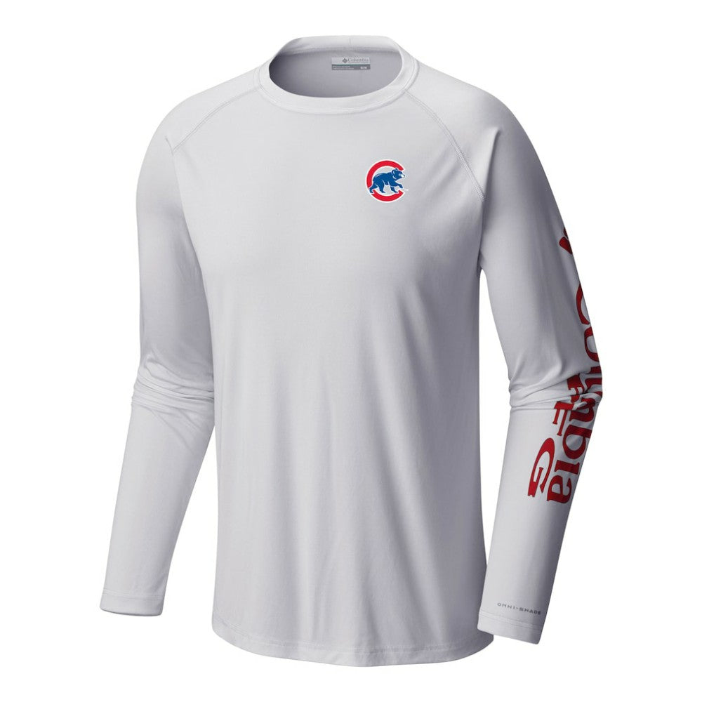 White Chicago Cubs Columbia Terminal Tackle Long Sleeve Shirt