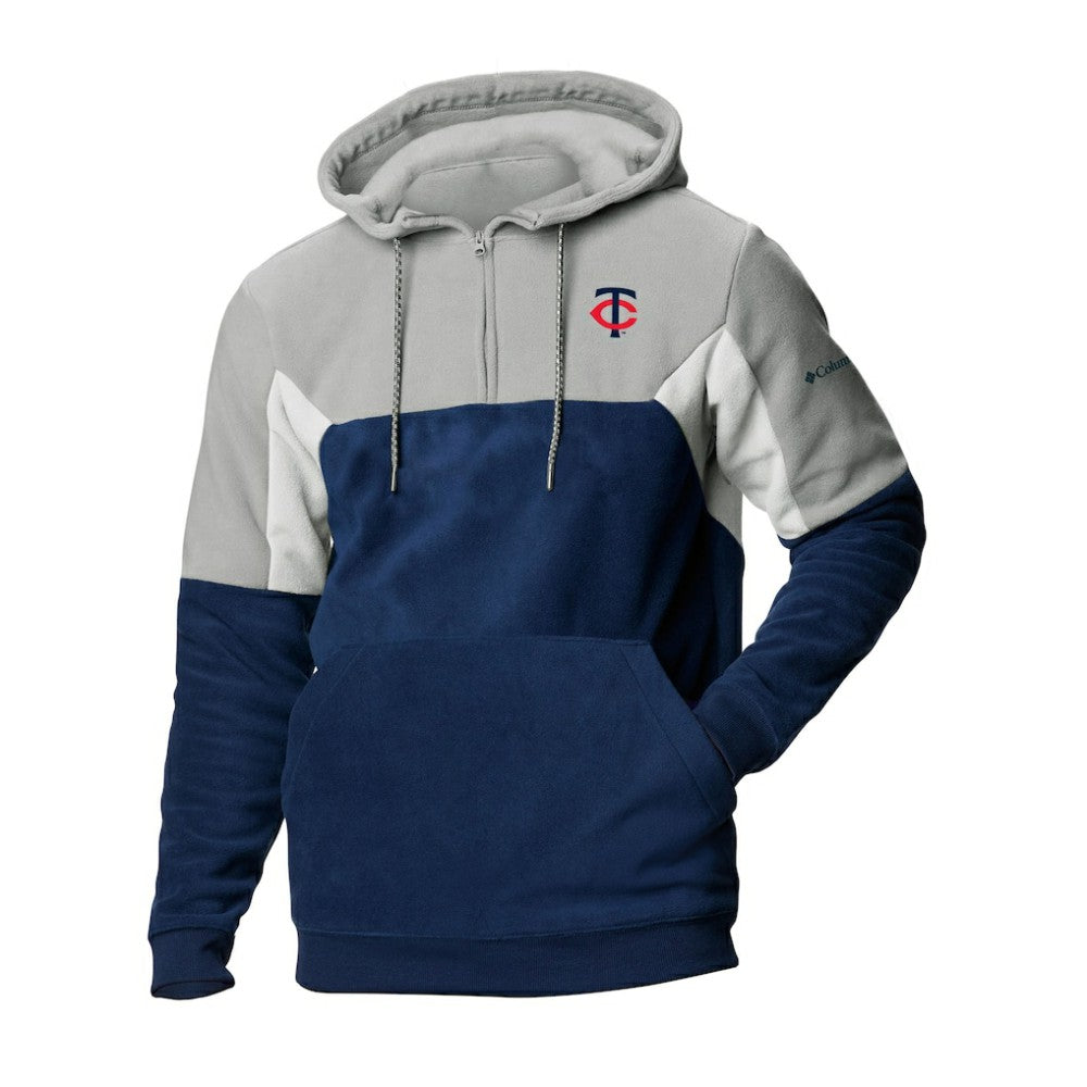 Navy Minnesota Twins Columbia Men's Lodge Fleece Quarter-Zip Hoodie