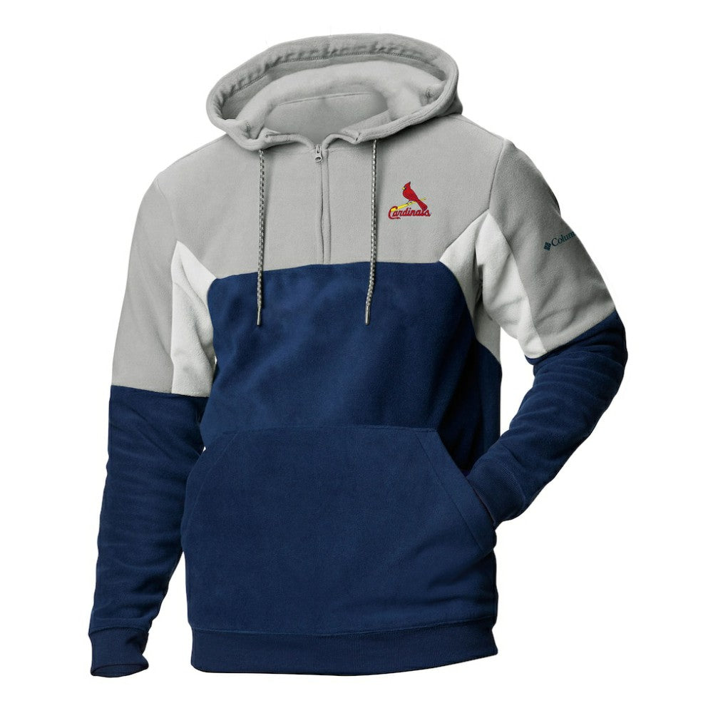 Navy St. Louis Cardinals Columbia Men's Lodge Fleece Quarter-Zip Hoodie