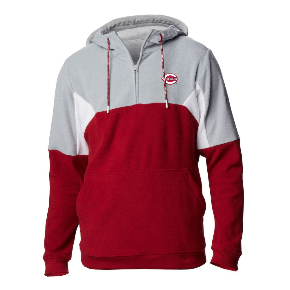 Red Cincinnati Reds Columbia Men's Lodge Fleece Quarter-Zip Hoodie