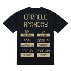 Carmelo Anthony Denver Nuggets Male Adult Black NBA ULTIMATE PLAYER GOLD TEE shop