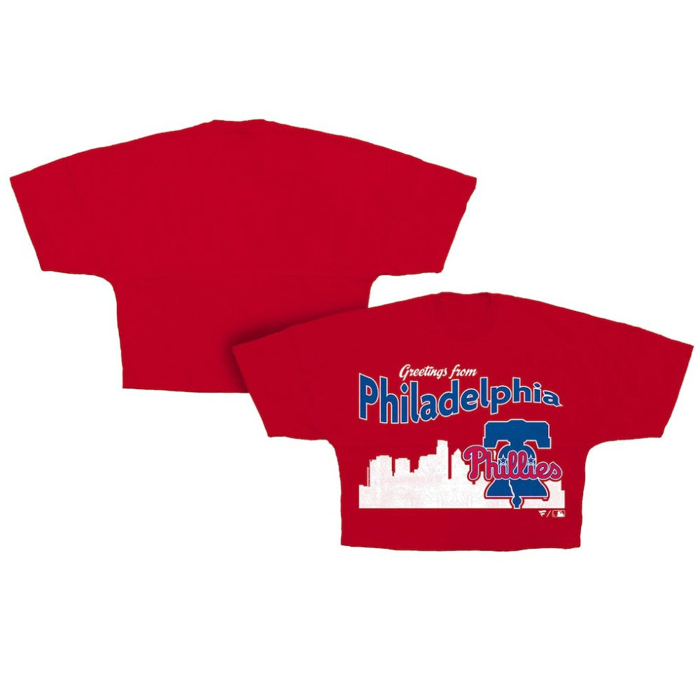 Red Philadelphia Phillies Fanatics Women's Skyline Crop T-Shirt