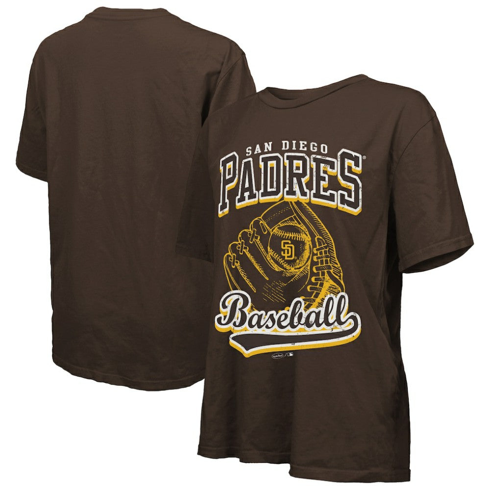 Brown San Diego Padres Majestic Threads Women's Oversized First Base T-Shirt
