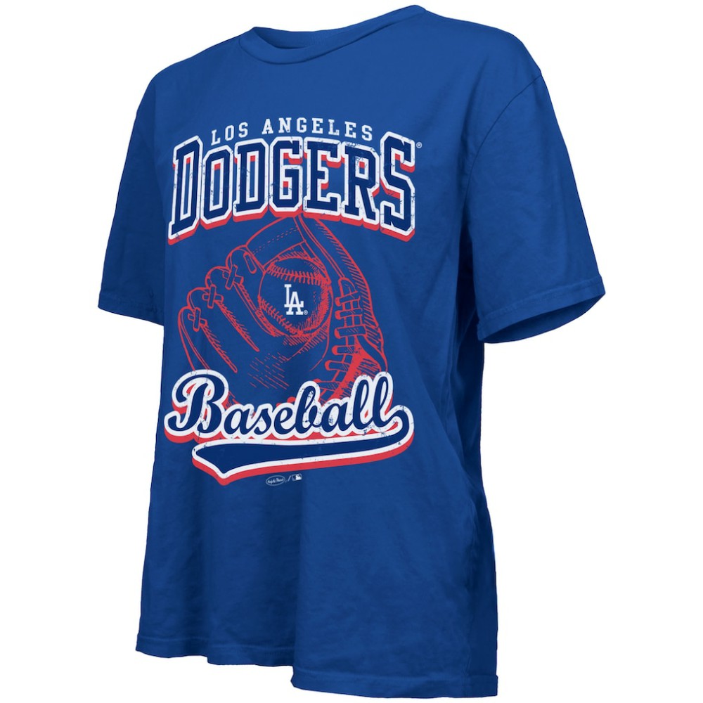 Royal Los Angeles Dodgers Majestic Threads Women's Oversized First Base T-Shirt