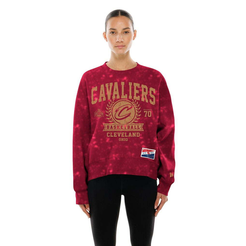 New Era Cleveland Cavaliers Women's Throwback Collection Mineral Wash Crewneck Sweatshirt sale