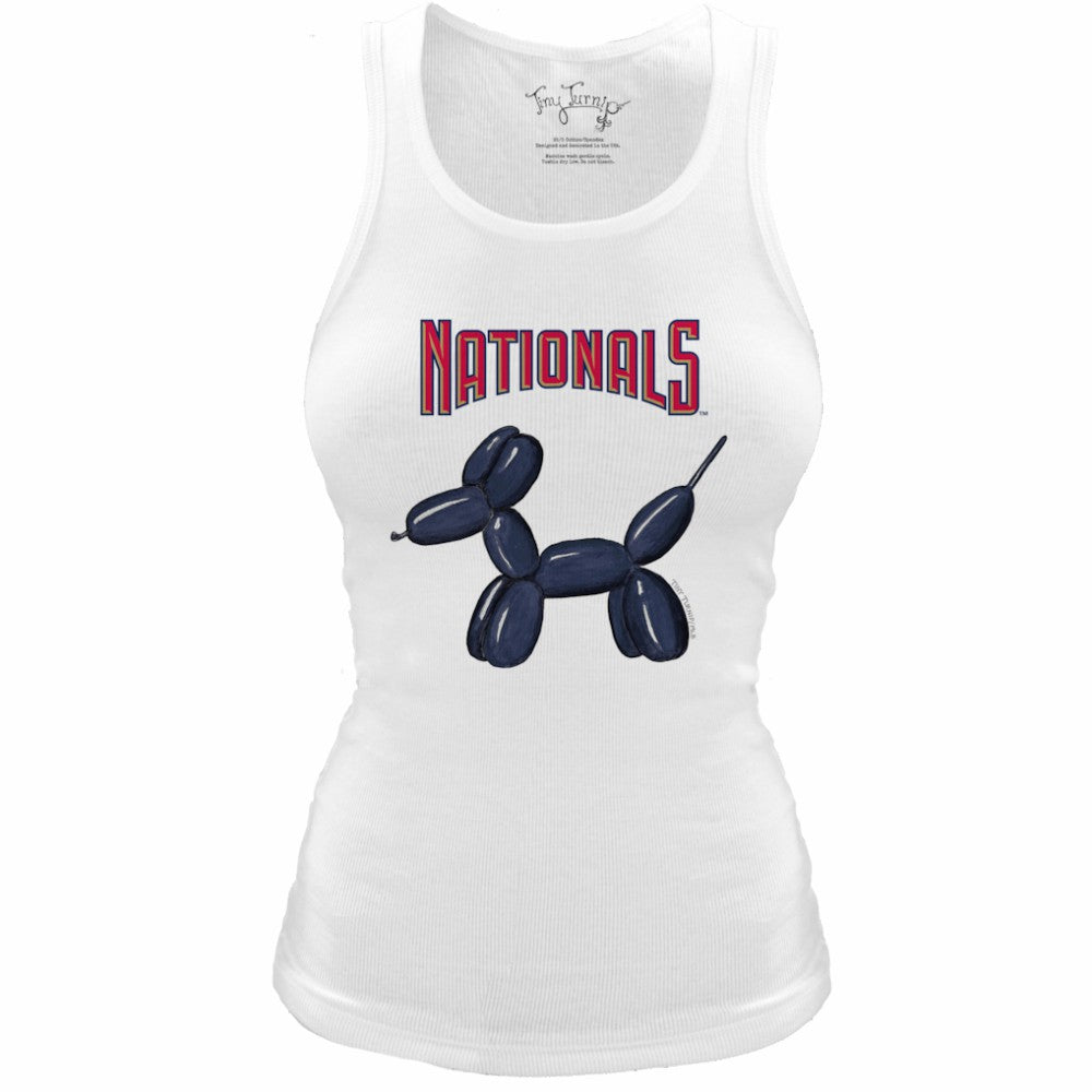 White Washington Nationals Tiny Turnip Women's Fitted Balloon Dog Tri-Blend Tank Top