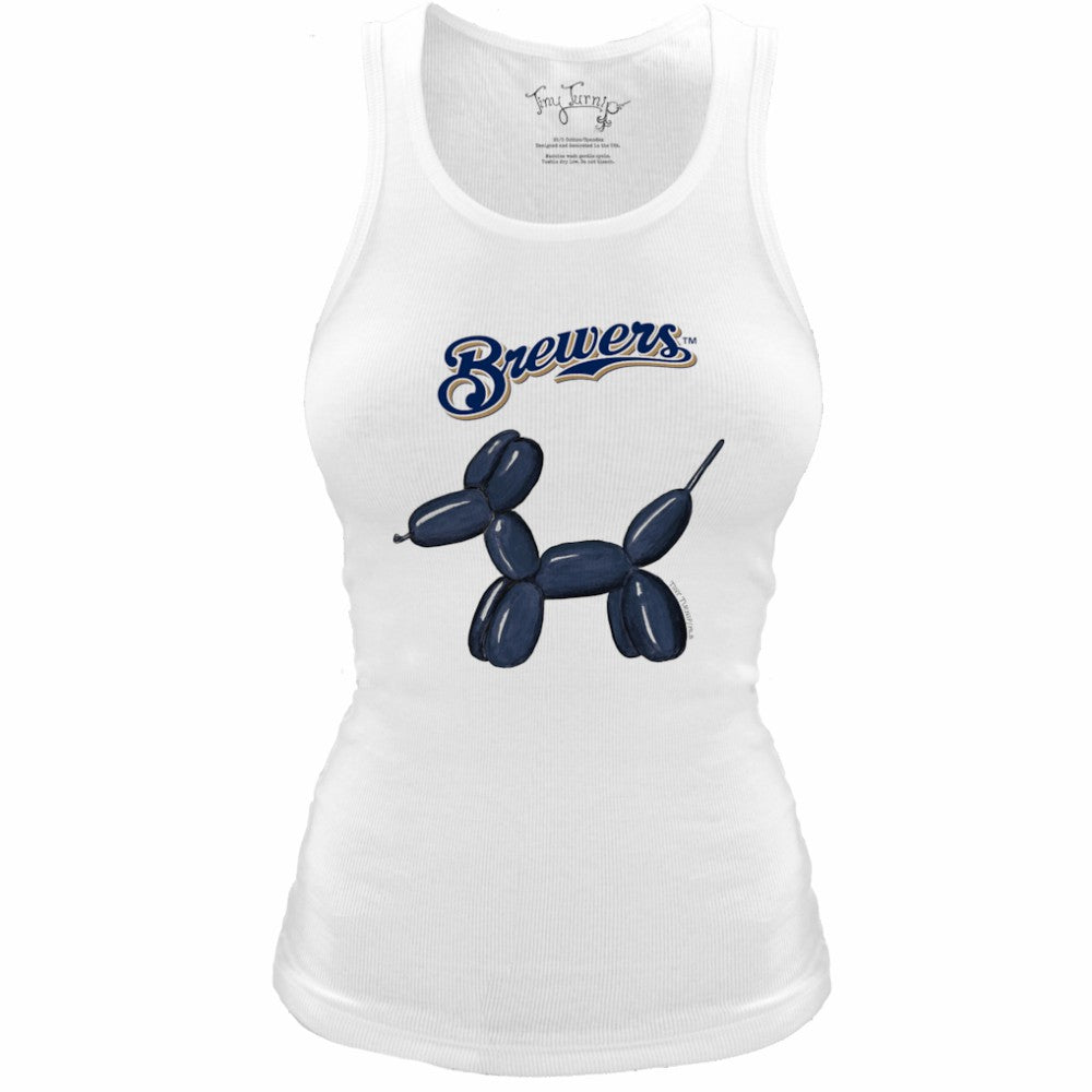 White Milwaukee Brewers Tiny Turnip Women's Fitted Balloon Dog Tri-Blend Tank Top