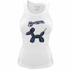 White Milwaukee Brewers Tiny Turnip Women's Fitted Balloon Dog Tri-Blend Tank Top