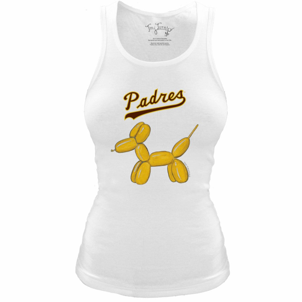 White San Diego Padres Tiny Turnip Women's Fitted Balloon Dog Tri-Blend Tank Top