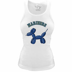White Seattle Mariners Tiny Turnip Women's Fitted Balloon Dog Tri-Blend Tank Top