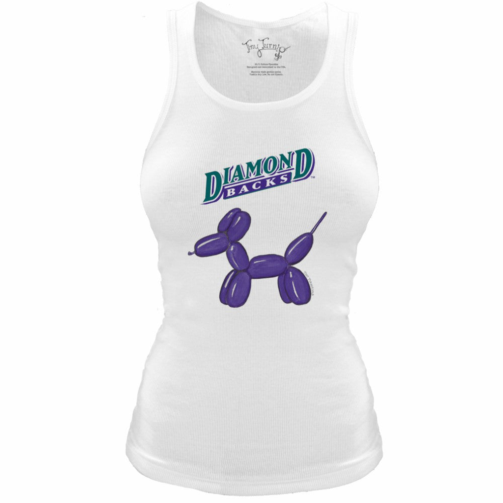 White Arizona Diamondbacks Tiny Turnip Women's Fitted Balloon Dog Tri-Blend Tank Top