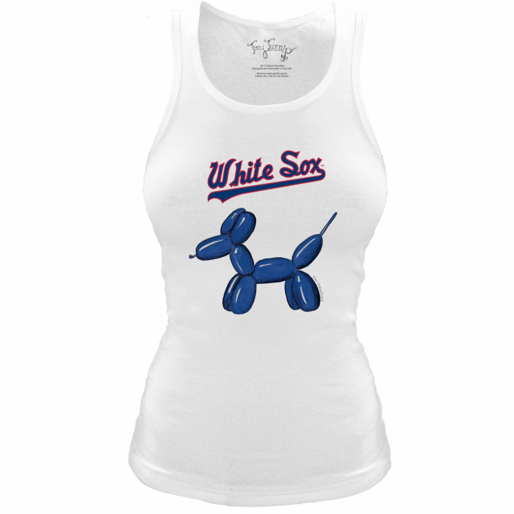 White Chicago White Sox Tiny Turnip Women's Fitted Balloon Dog Tri-Blend Tank Top