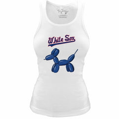 White Chicago White Sox Tiny Turnip Women's Fitted Balloon Dog Tri-Blend Tank Top