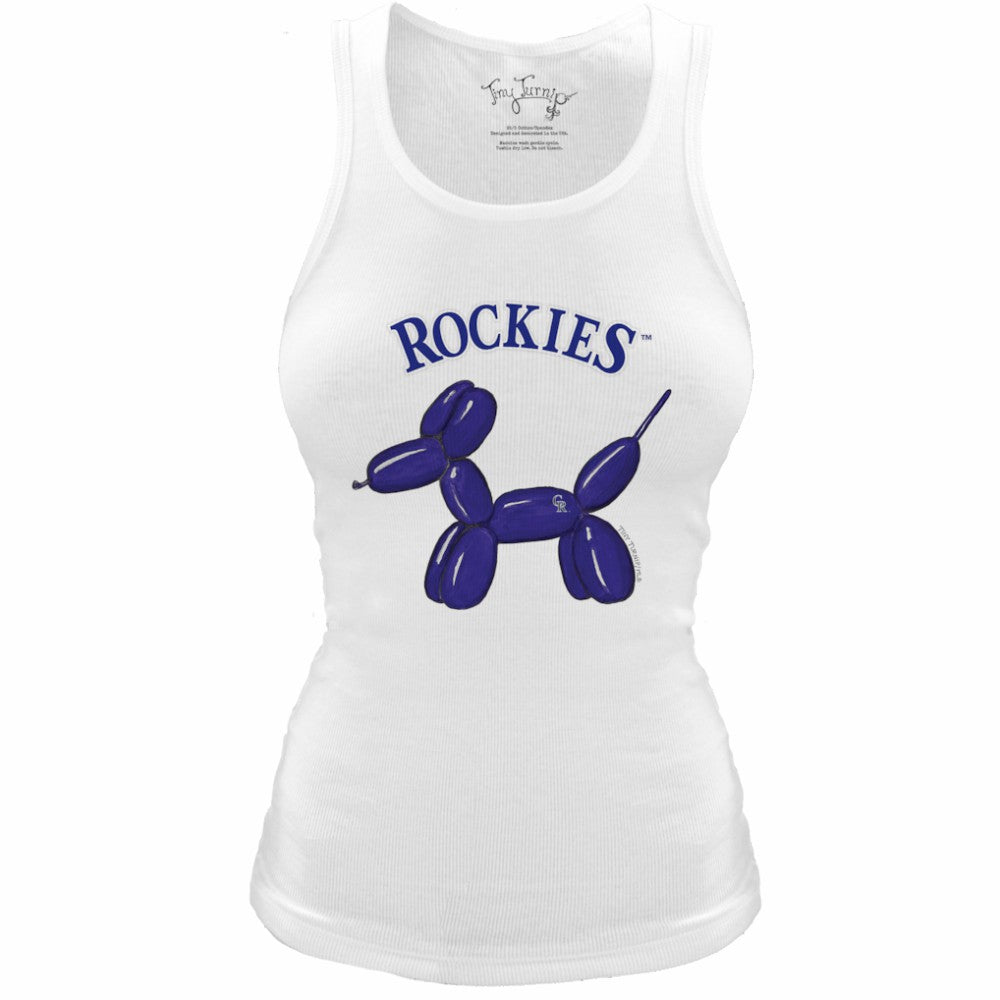 White Colorado Rockies Tiny Turnip Women's Fitted Balloon Dog Tri-Blend Tank Top