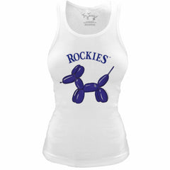 White Colorado Rockies Tiny Turnip Women's Fitted Balloon Dog Tri-Blend Tank Top