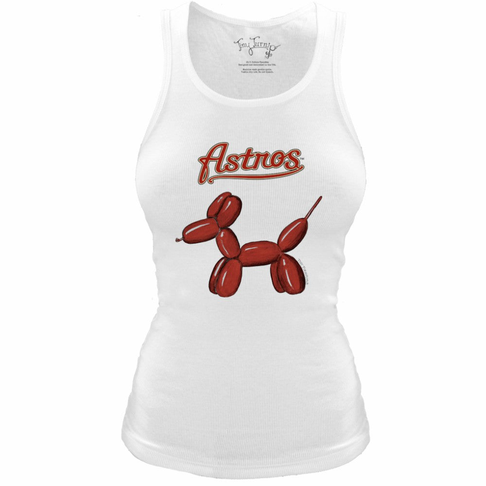 White Houston Astros Tiny Turnip Women's Fitted Balloon Dog Tri-Blend Tank Top
