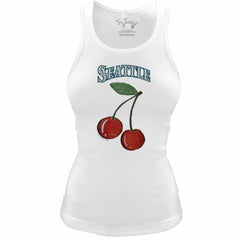 White Seattle Mariners Tiny Turnip Women's Fitted Cherries Tri-Blend Tank Top