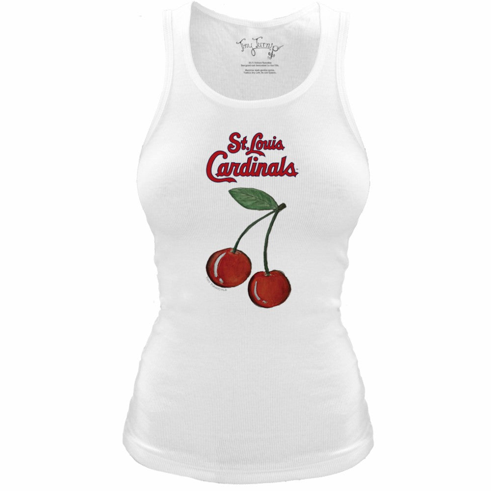 White St. Louis Cardinals Tiny Turnip Women's Fitted Cherries Tri-Blend Tank Top