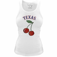 White Texas Rangers Tiny Turnip Women's Fitted Cherries Tri-Blend Tank Top
