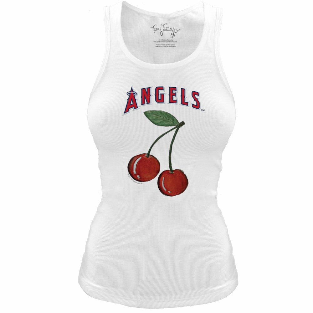 White Los Angeles Angels Tiny Turnip Women's Fitted Cherries Tri-Blend Tank Top